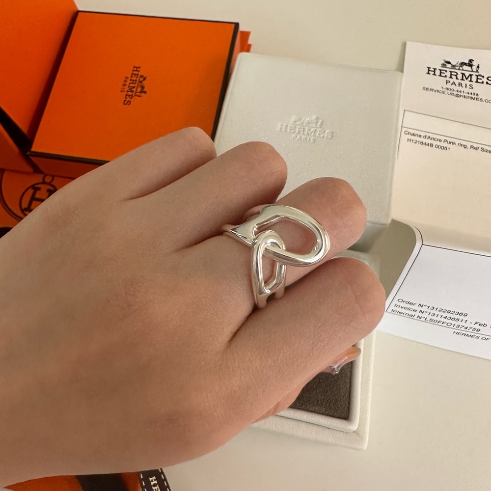 Hermes punk silver ring size 51